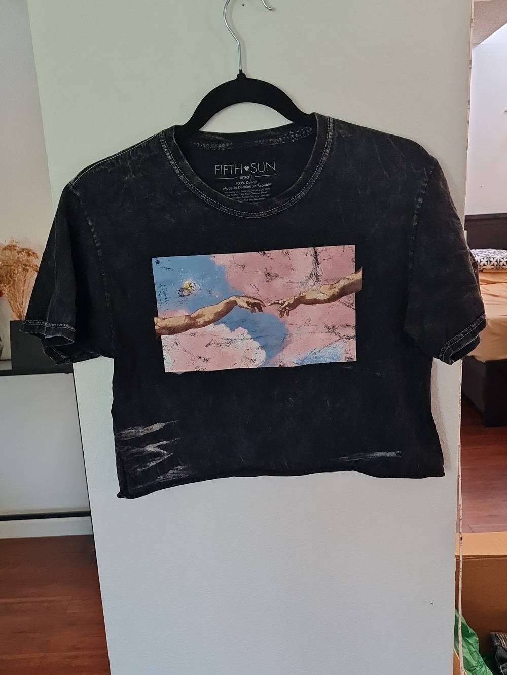💥3for$15💥Fifth Sun Black Cropped Tee with Pink & Blue Graphic
